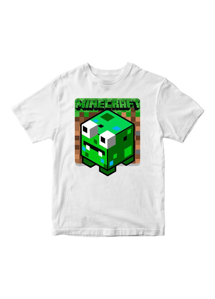 Біла демісезонна футболка біла з оригінальним принтом онлан гри minecraft "персонаж minecraft майнкрафт" Кавун футболка