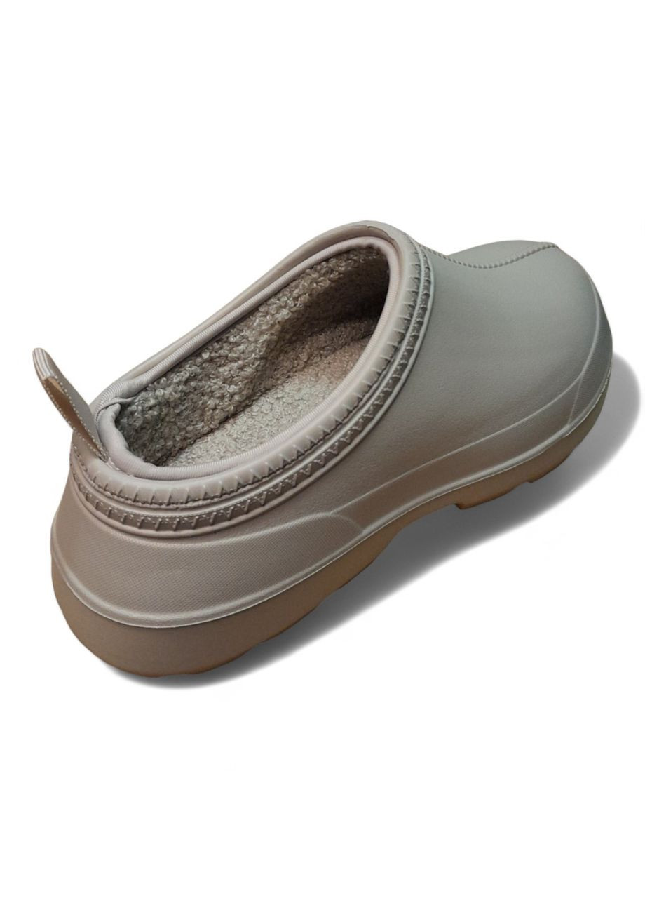 Бежевые женские утепленные сабо style фиолетовые с мехом размер 38 (25 см) Dago