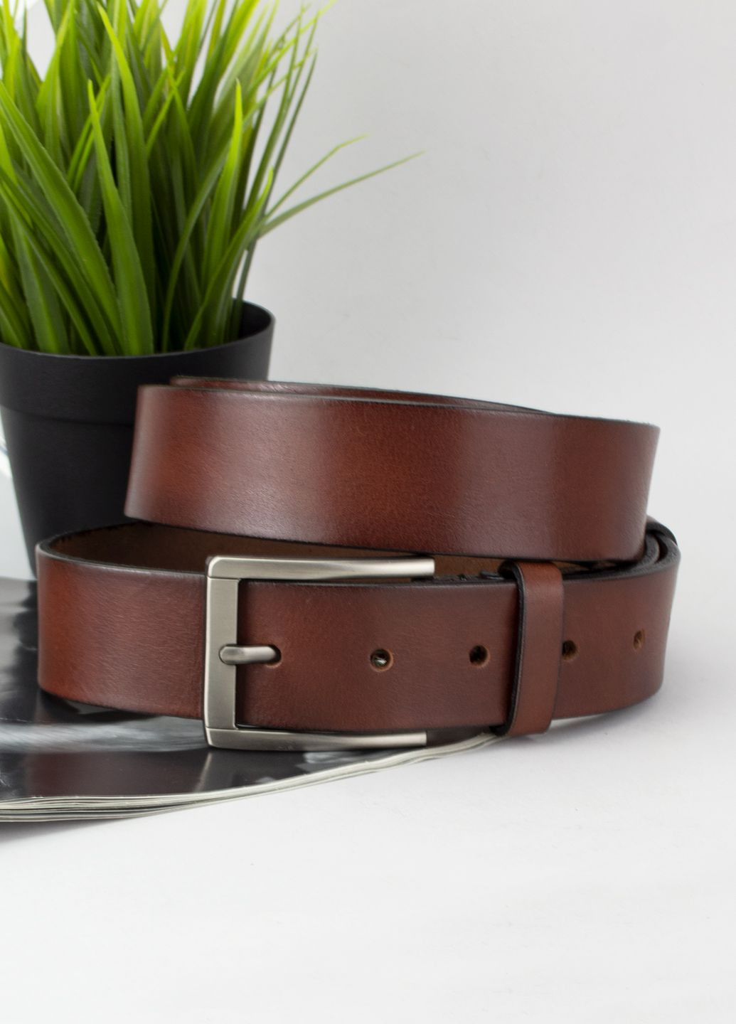 Ремень мужской батальный 145 см кожаный светло-коричневый SF-3562 XXL SFIP (297022750)