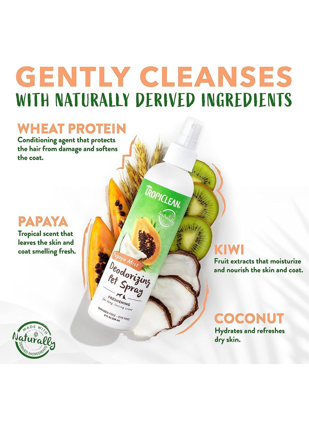 Парфуми для собак та котів Papaya Mist 236 мл 861305 TropiClean (268138198)
