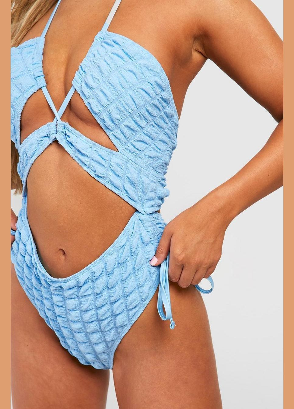 Блакитний літній купальник суцільний суцільний Boohoo