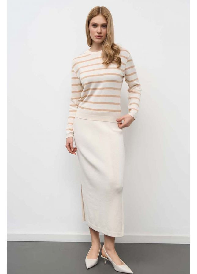 Бежевый джемпер в полоску 2800 айвори – миндальный Triko Bakh