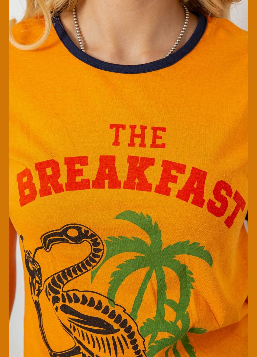 Оранжевая всесезон пижама женская с принтом Fashion