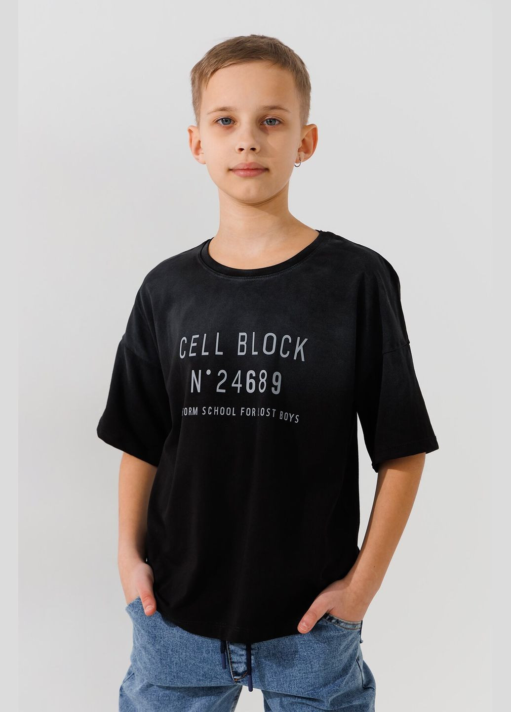Чорна літня футболка з принтом для хлопчика 251032 152 см shop (2000990975959) Benini