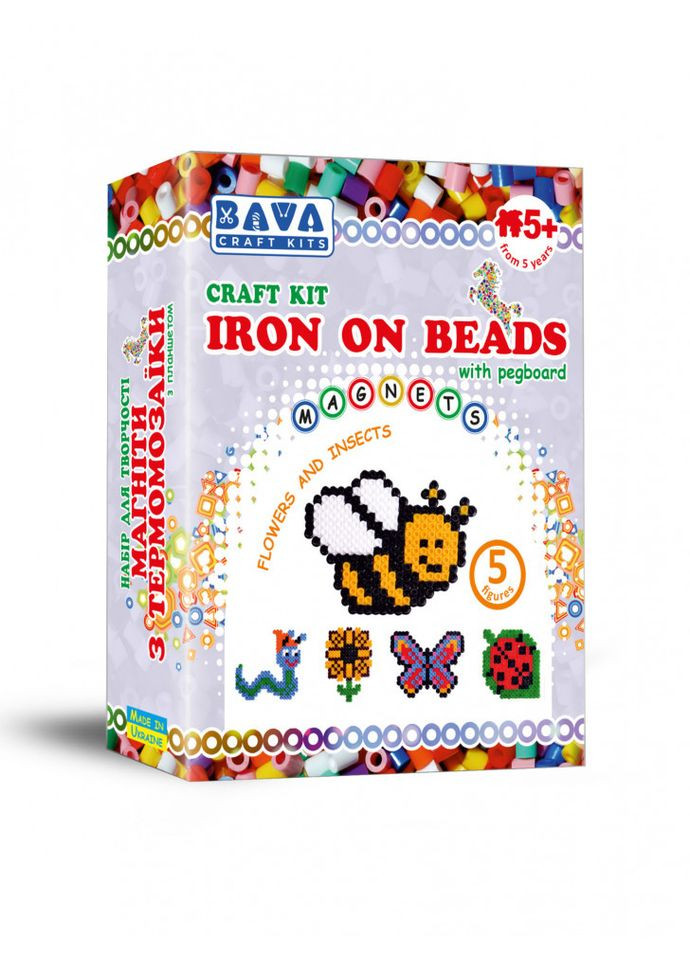 Детский набор для творчества. Магниты из термомозаики "Цветокомахи" TM-002, 5 фигур УМНЯШКА (304406133)