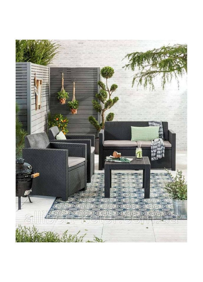 Комплект садових меблів Keter ALABAMA (2 крісла, диван, стіл) (17199240) Коричневий Allibert (367982828)