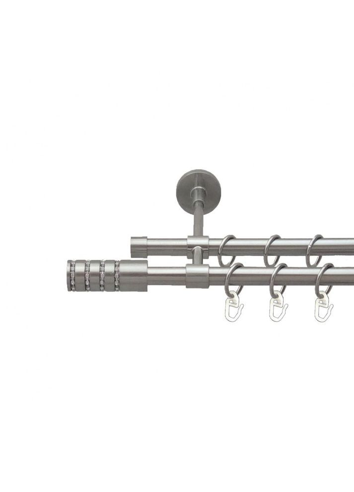 Карниз Барамелла металевий дворядний закритий гладка труба Нержавіюча Сталь 16\16 мм 160 см (5503179) ORVIT (300798799)