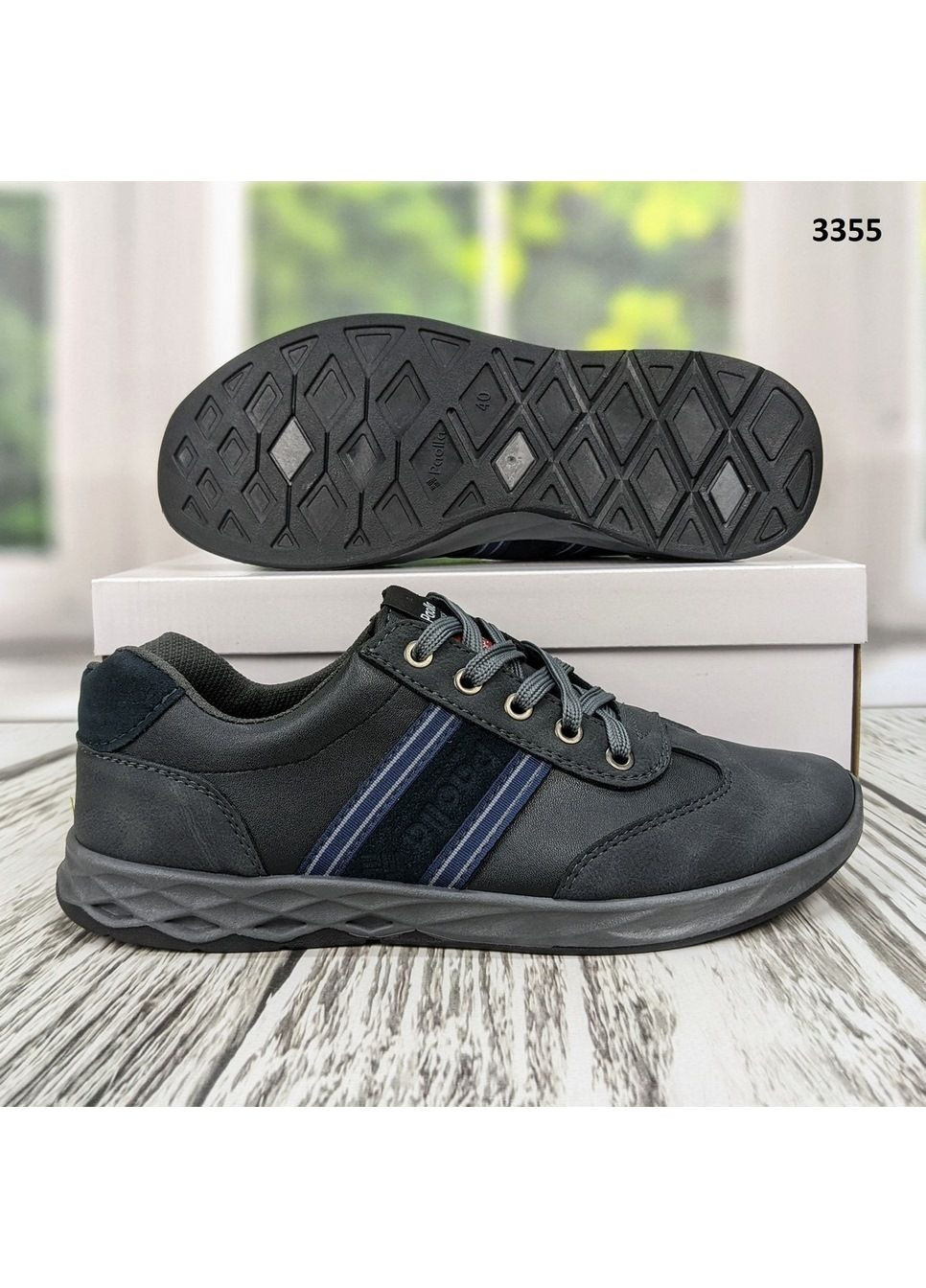 Серые демисезонные кроссовки мужские эко-кожа Paolla