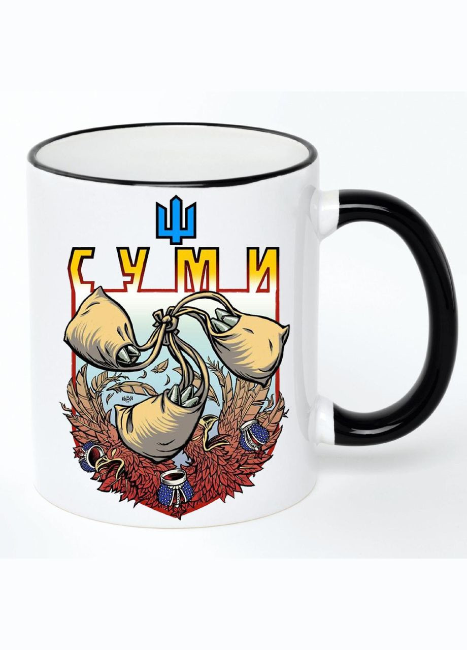 Чашка Суми Місто України (кухоль, кружка) Біла з чорною ручкою 330 мл No Brand (322716183)