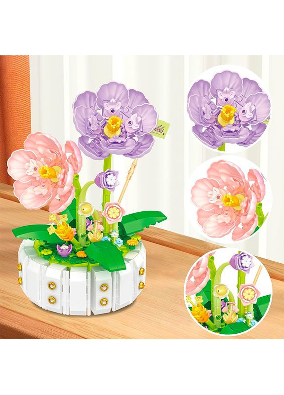 3D конструктор набір будівельних блоків 2140 квітковий конструктор Фіалки 468 деталей YZ (362455982)
