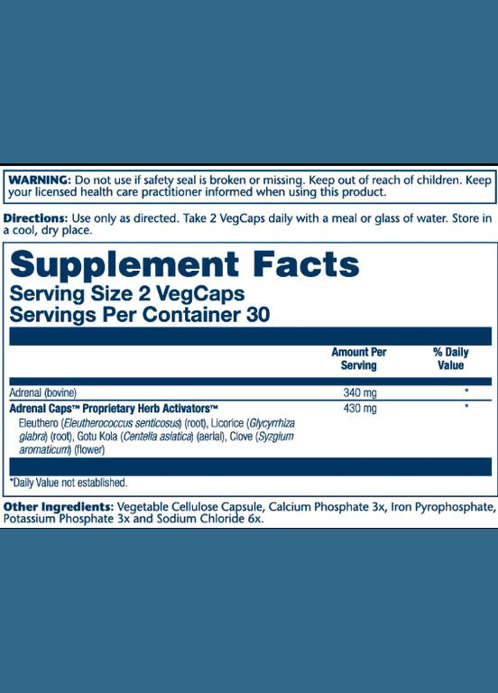 Добавка для энергии и стрессоустойчивости Adrenal 170mg 60 капсул вегетарианских Solaray (367957430)