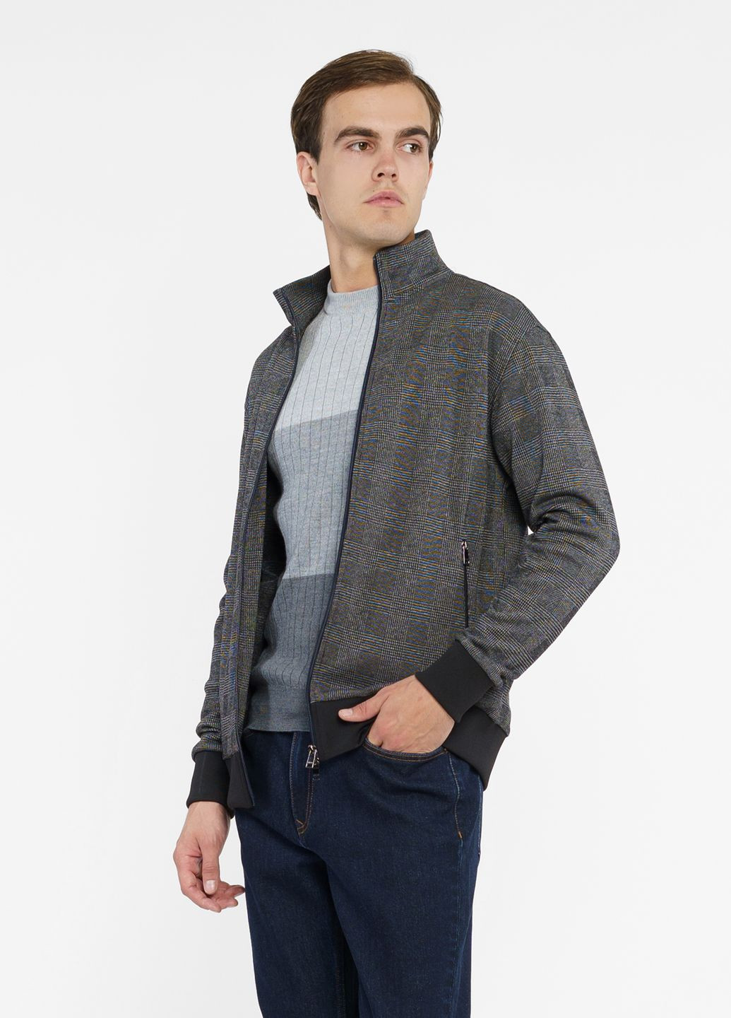 Кофта на блискавці чоловіча сіра Arber Jersey Bomber ASKR-38-3 (308241422)