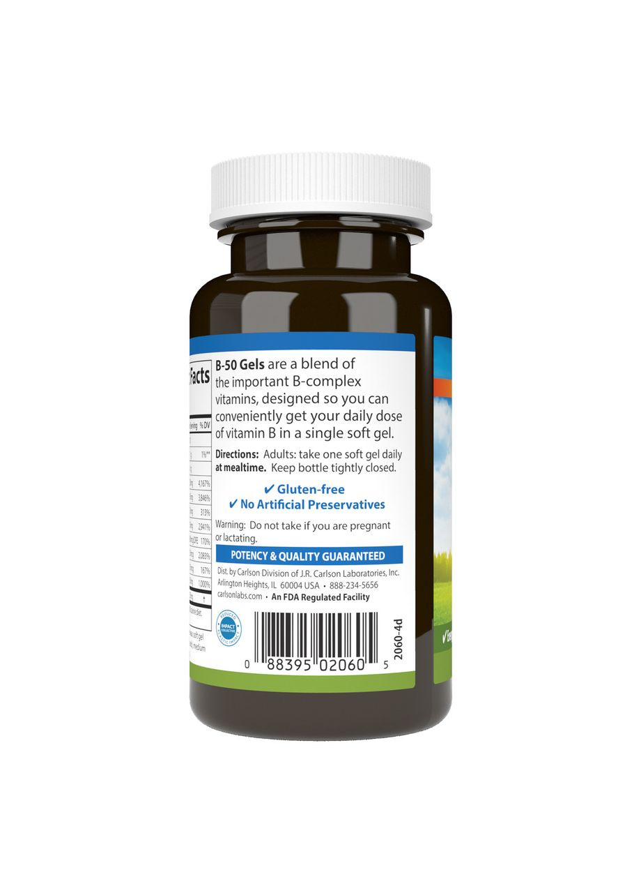 Комплекс витаминов группы B Carlson B-50 Gels, 50 Soft Gels Carlson Labs (291848510)