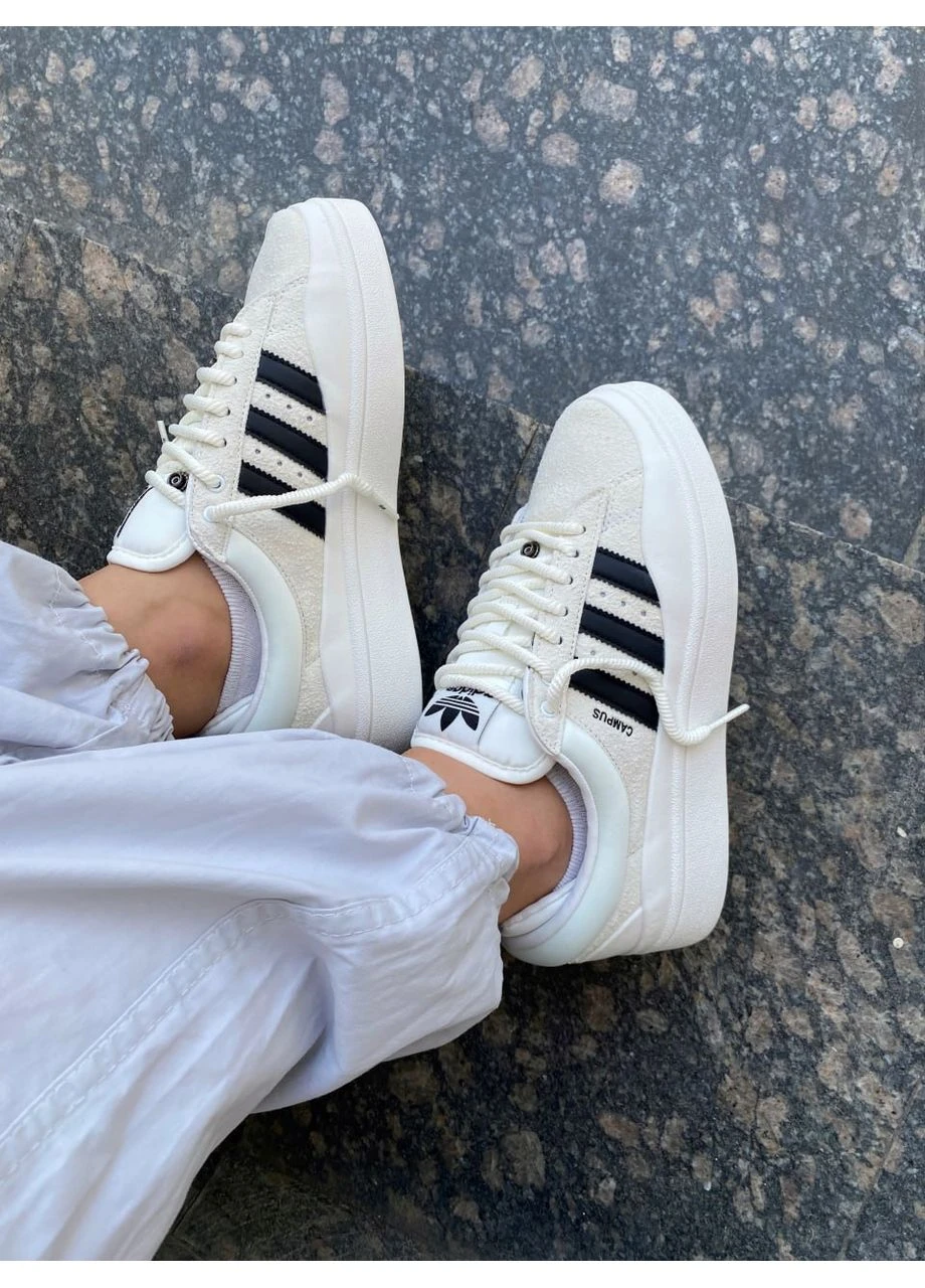 Белые летние кроссовки adidas campus x bunny white/black адидас кампус No Brand