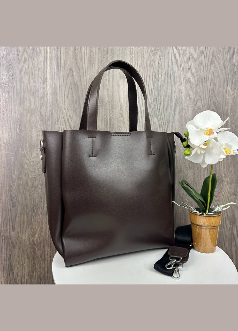 Женская большая сумка в стиле кожа рептилии коричневая Eton (322284075)