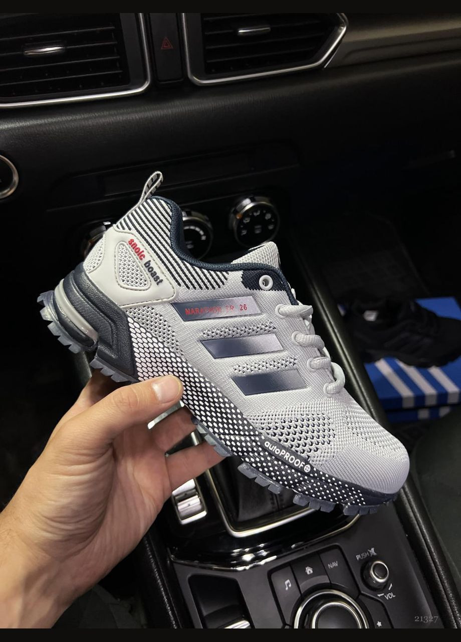 Светло-серые демисезонные мужские кроссовки adidas marathon tr 26 (реплика) светло-серые No Brand