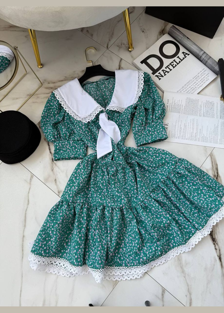 Зеленое повседневный, кэжуал, вечернее женское платье Asi.Store.ua с цветочным принтом