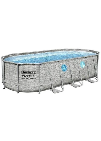 Сімейний овальний каркасний басейн Bestway 56716 549х274х122 см з фільтром та сходами на 13420 л UKC (386650489)