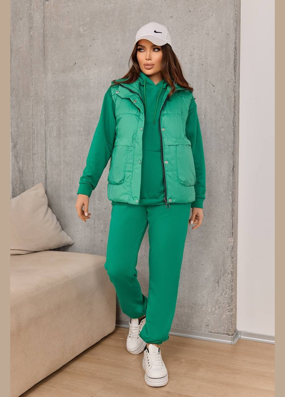 Женский костюм тройка с жилеткой цвет ярко-зеленый р.42/44 454208 New Trend (289477891)