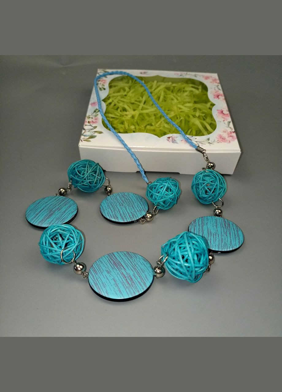 Намисто ручної роботи в стилі бохо. Блакитне жіноче намисто+подарунок No Brand (342384776)