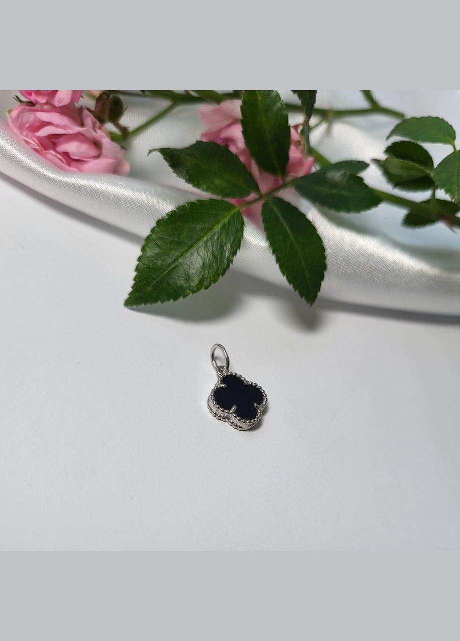 Серебряная Подвеска кулон Клевер с Чёрным Ониксом серебро 925 пробы покрито родием пк20/1024 1.50г No Brand (306742089)