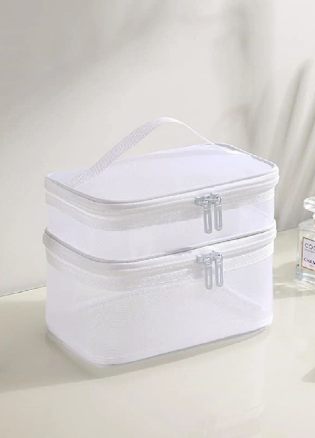 Косметичка сумка бокс кейс подвійна для зберігання косметики засобів особистої гігієни 21х13х14 см (477097-Prob) Біла Unbranded (294652863)