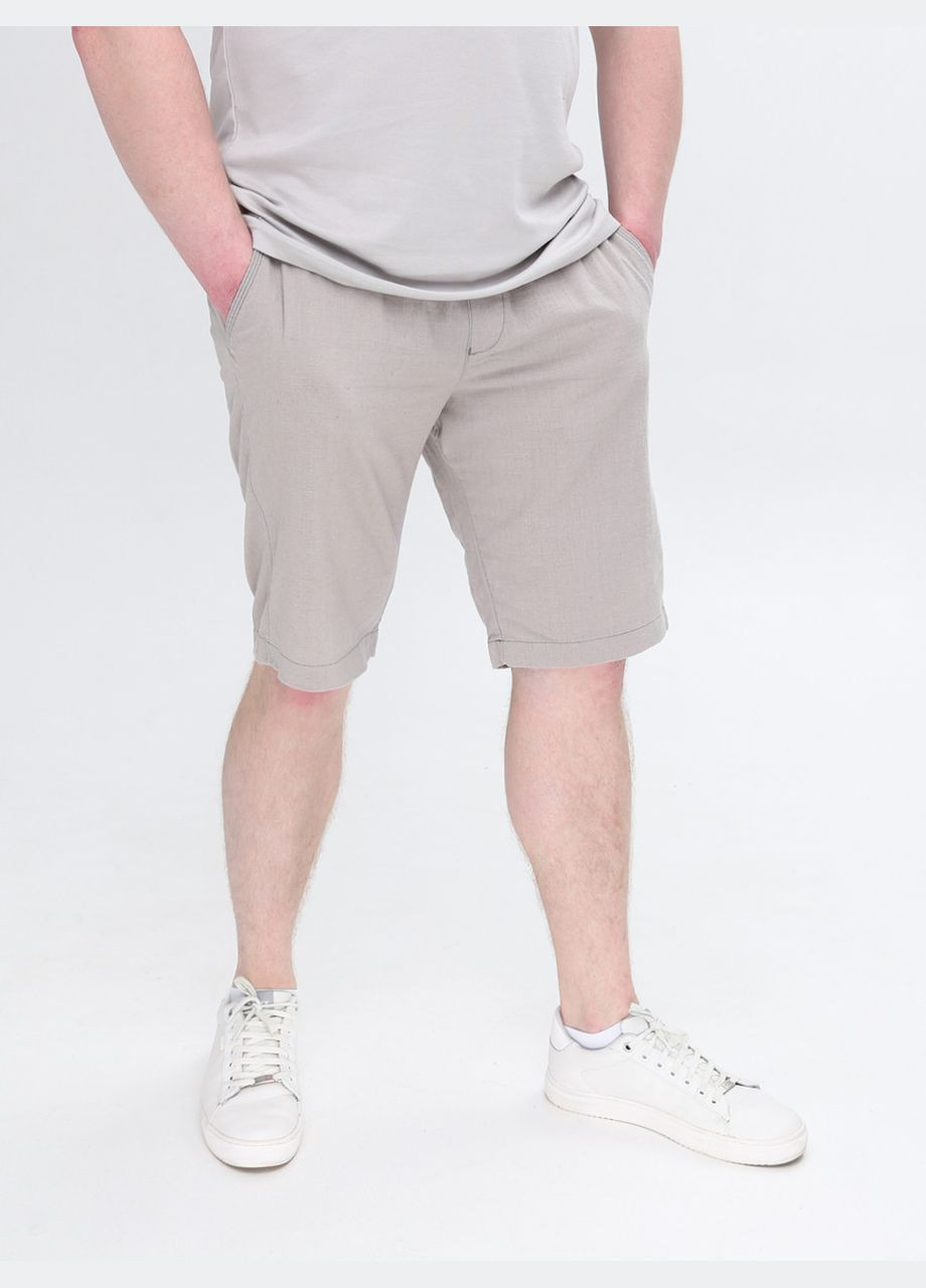 Шорти чоловічі світло-сірі бавовняні на резинці Wise Пряма (293057413)