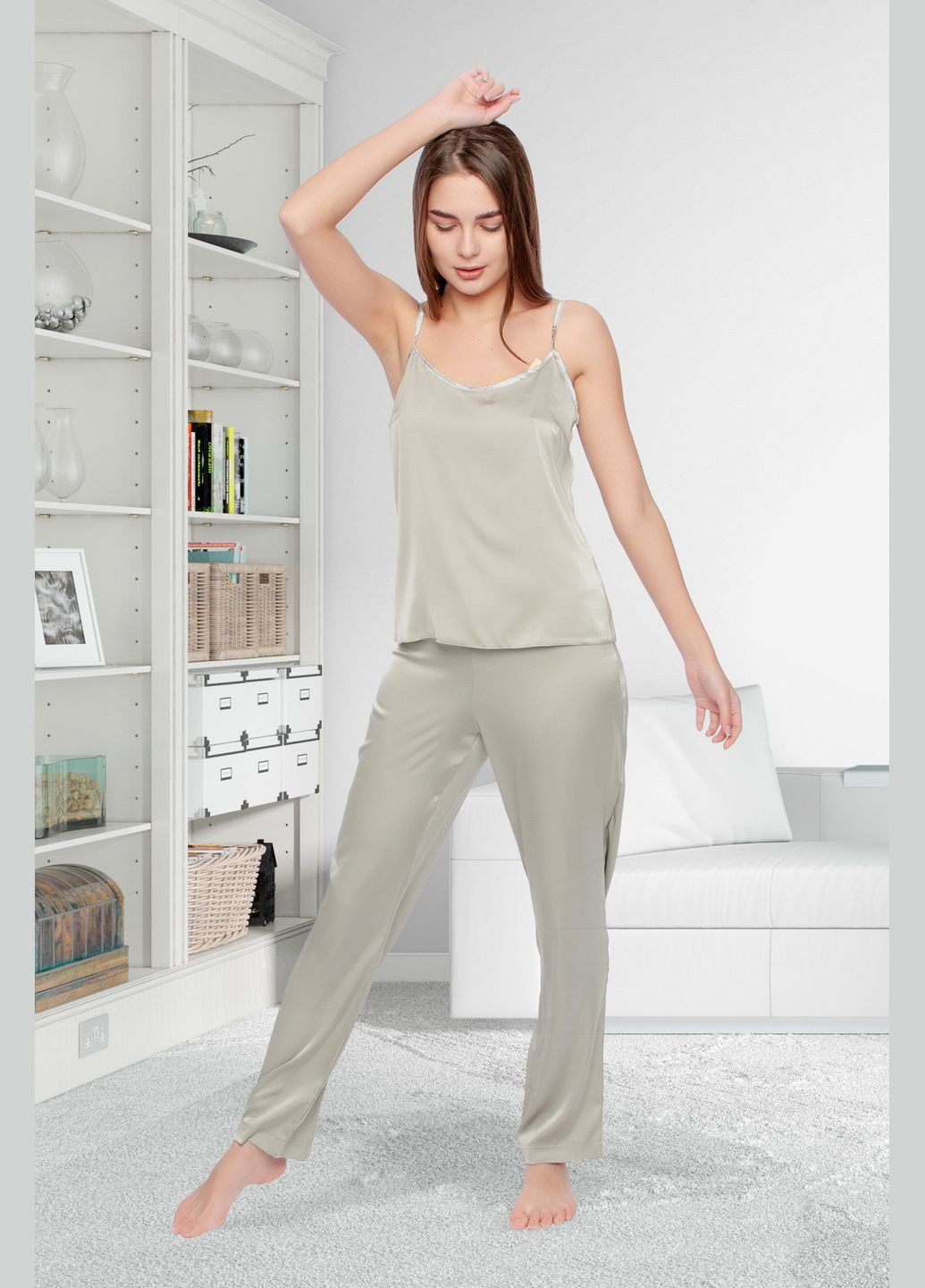 Оливковая всесезон пижама женская lingerie (майка и брюки) майка + брюки Serenade