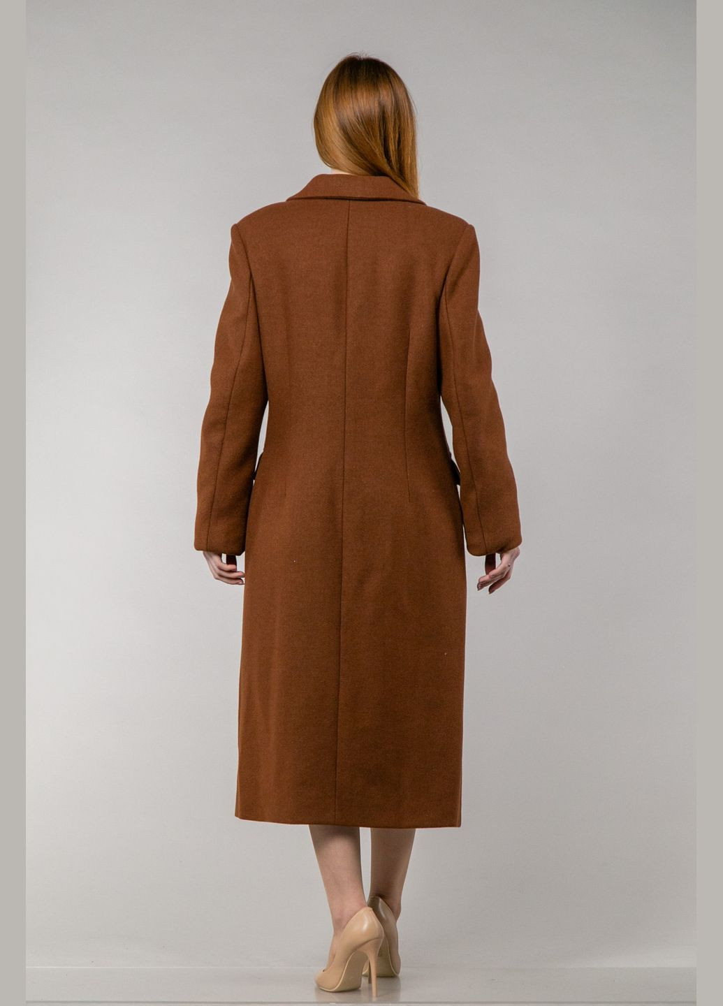 Теракотове зимнє Пальто з сукна двобортне CHICLY
