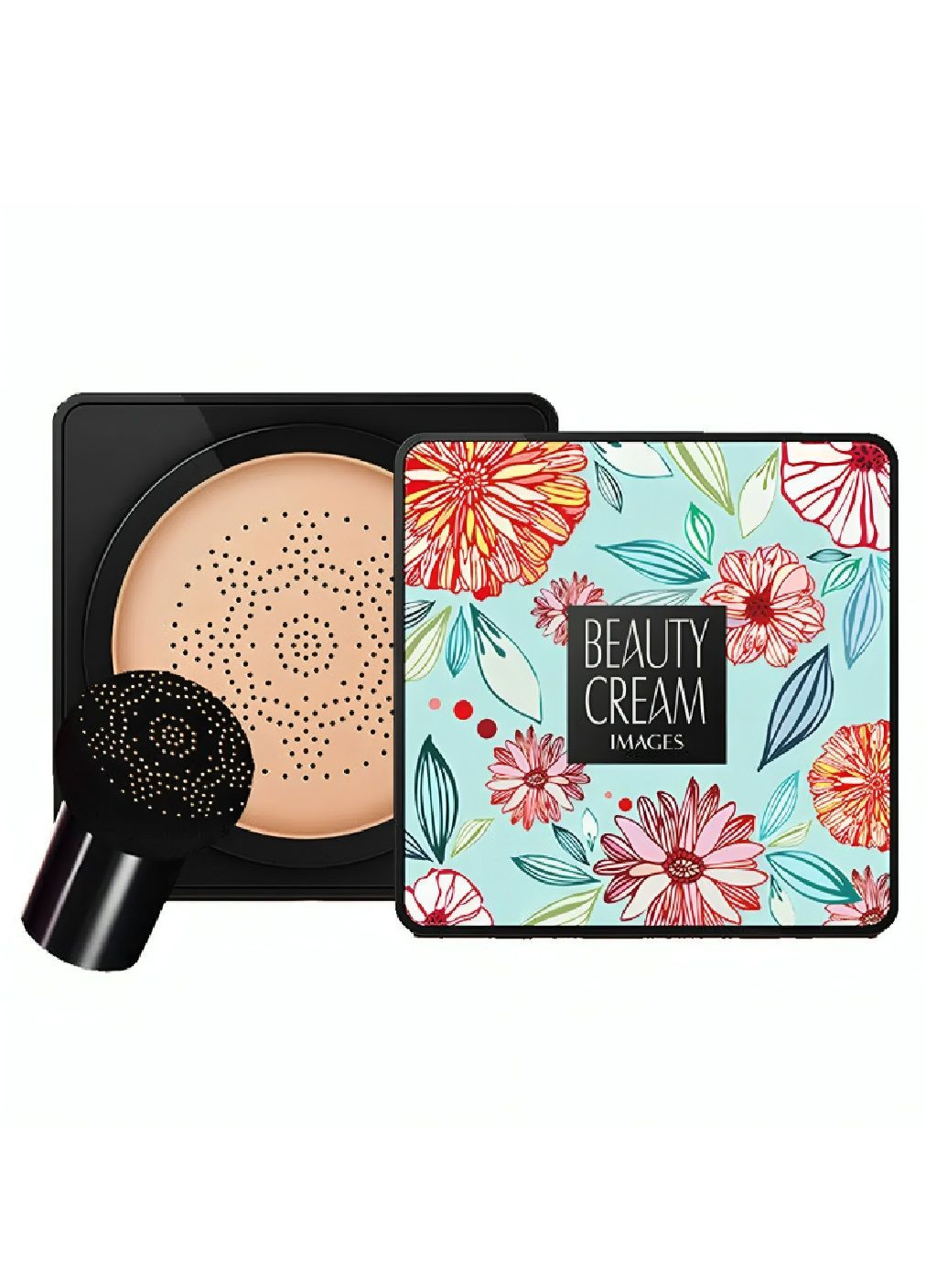 Комплект фен щітка для сушіння укладання волосся з тональним кремом кушоном спонжиком натуральний тон (480134-Prob) Unbranded (329950717)