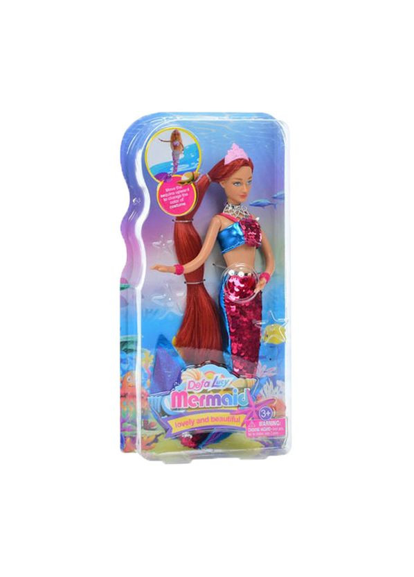 Детская кукла "Русалка" 8433(Red) красный, наряд с пайетками 29 см Defa (304411088)