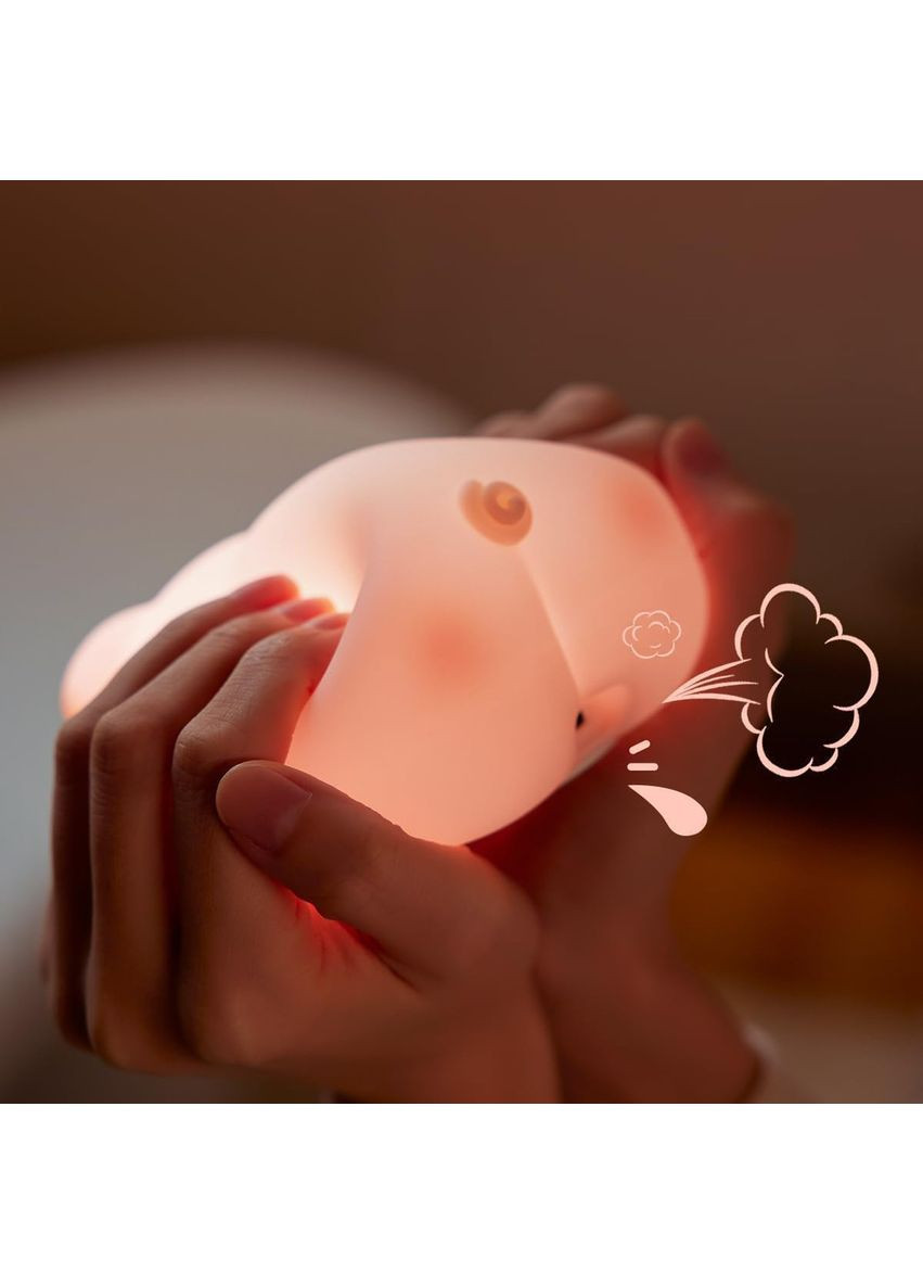 Нічник силіконовий із регулюванням яскравості, таймером, акумулятором з USB зарядкою Порося No Brand (366303734)