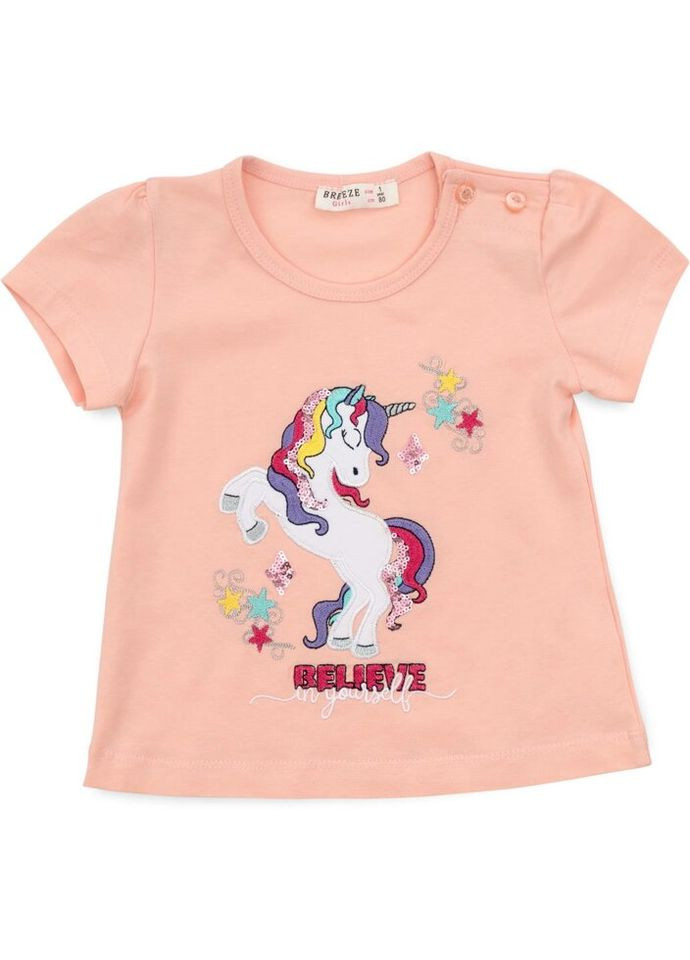 Комбінований літній набір дитячого одягу з єдинорогом (17143-98g-peach) Breeze