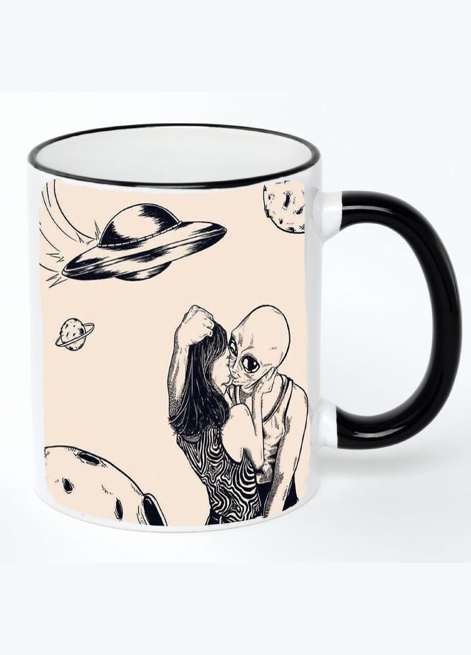 Чашка Инопланетянин (кружка, кружка) #004 Белая с черной ручкой 330 мл No Brand (322715899)