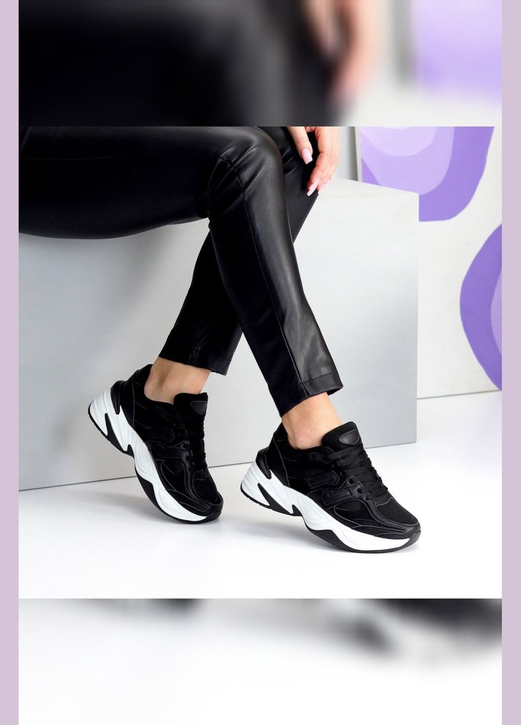 Жіночі спортивні чорні екошкіра сітка біла підошва легкі зручні для повсякденного носіння Viki кросівки чорні літо (317211398)