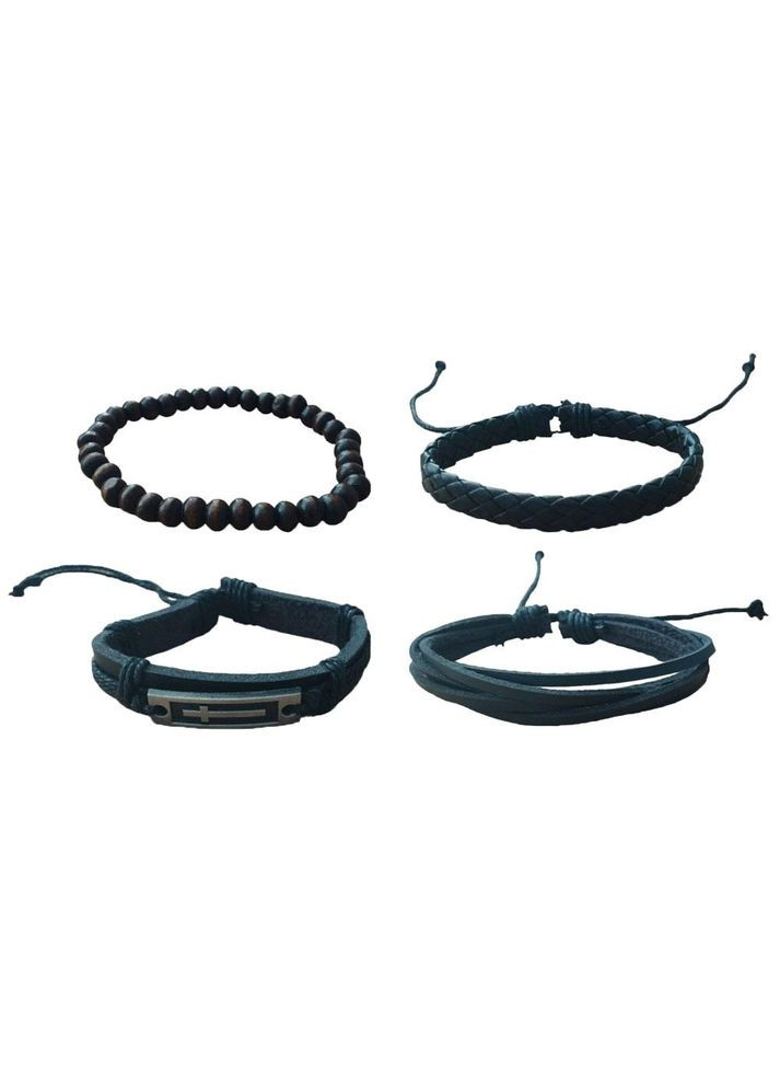 Набор плетеных кожаных мужских браслетов универсального размера крест (NR0511) No Brand (317252679)