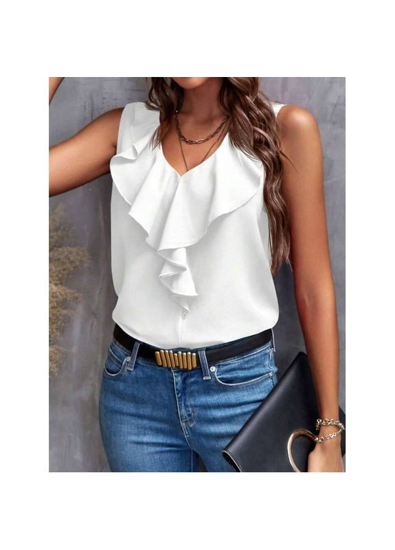 Топ білий з воланами, Розмір Одягу S, Колір Молочно білий Imma (355371912)