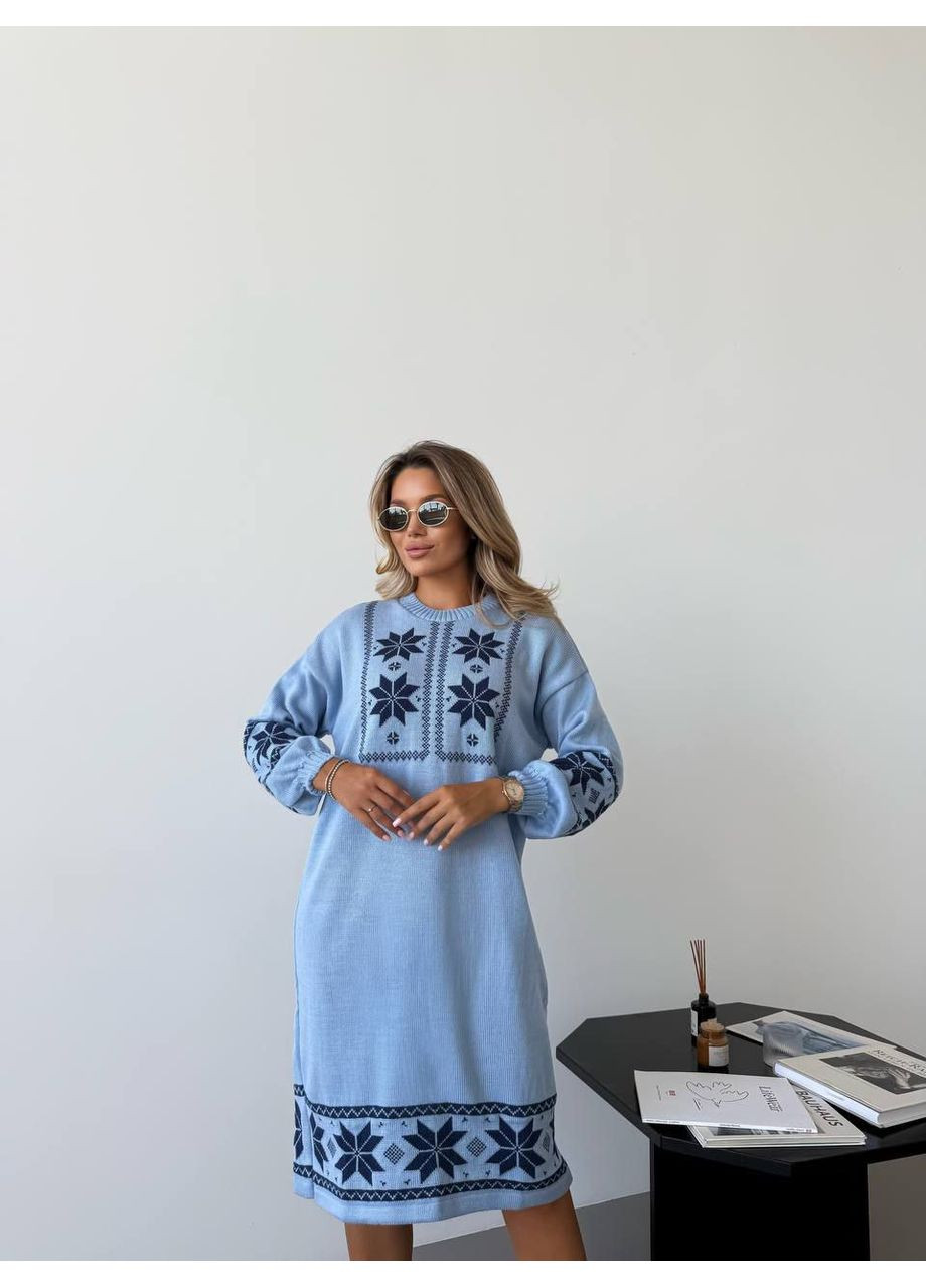 Блакитна повсякденний сукня в'язана тепла  LeVi