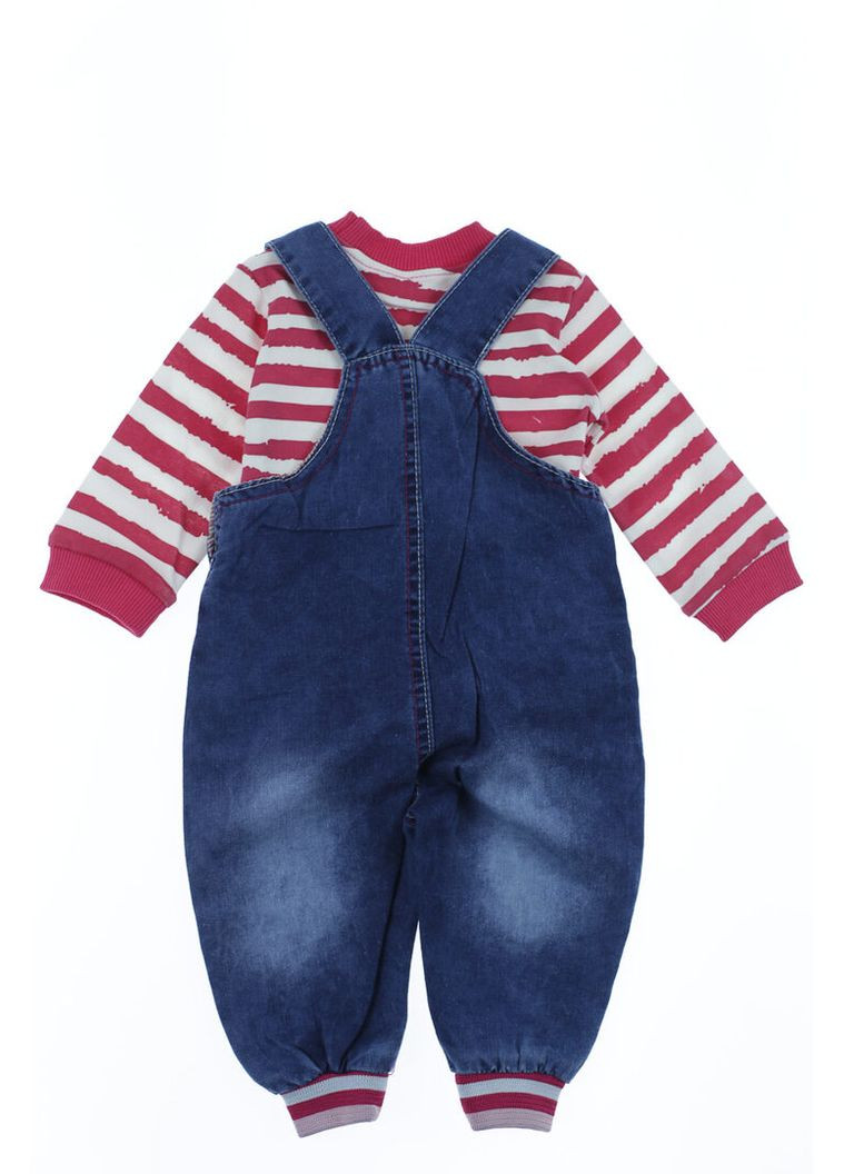 Рожевий демісезонний водолазка з джинсовим напівкомбінезоном для дівчинки коттоновий "cat" рожевий 68 см (41462) BABYKROHA