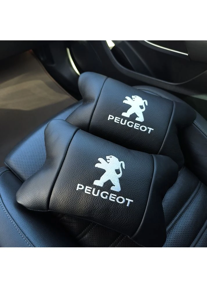 Набор подушек Peugeot из кожи + брелок в подарок, Автоподушки с вышивкой No Brand (401073017)