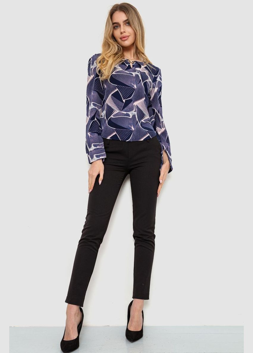 Комбинированная блуза с принтом, цвет сине-розовый, 186r400 Kamomile