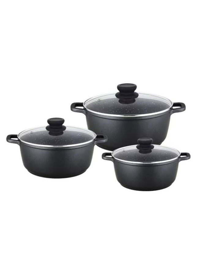 Набір каструль BH-6006-MRB 6 предметів для всіх типів плит Чорний Bohmann (297331009)