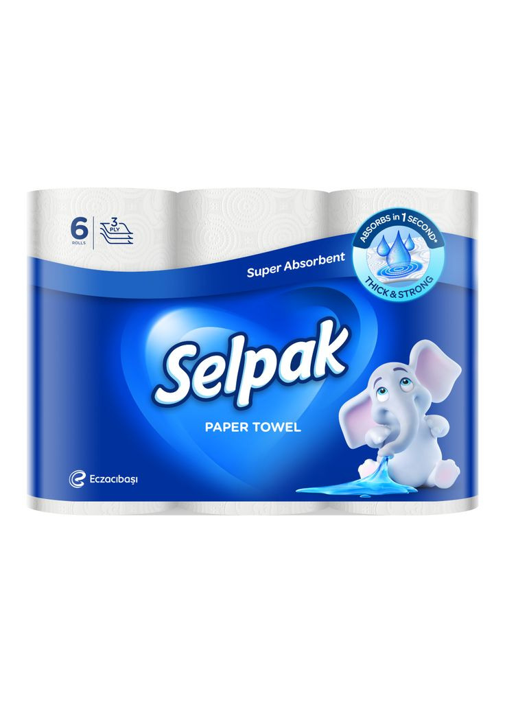 Паперові рушники 3 шари 80 відривів 6 рулонів (8690530015043) Selpak (315346193)