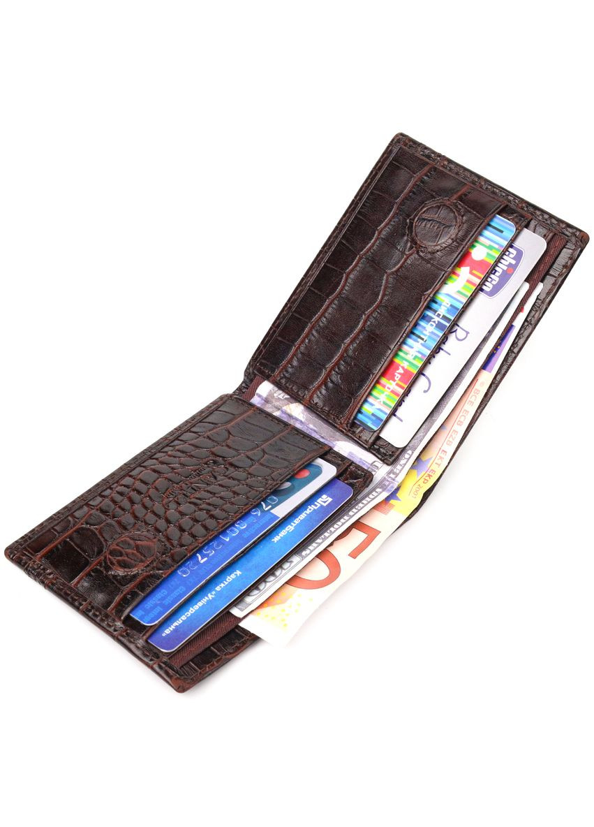 Затискач із натуральної фактурної шкіри коричневий 21519 Canpellini (329197116)