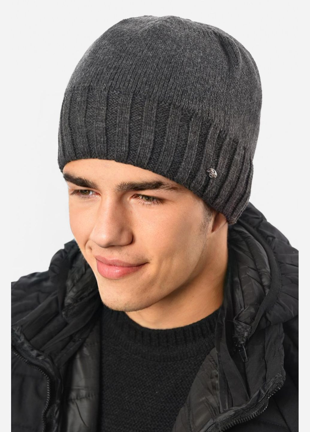 Шапка мужская на флисе серого цвета Let's Shop (307470569)