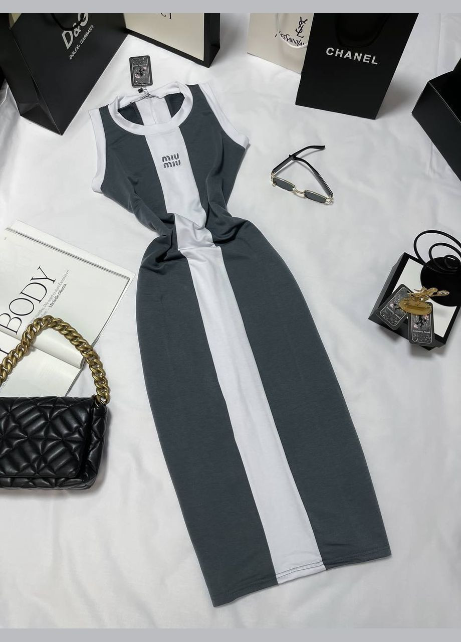 Графітова повсякденний жіноча стильна сукня - майка з розрізом футляр Україна з написами