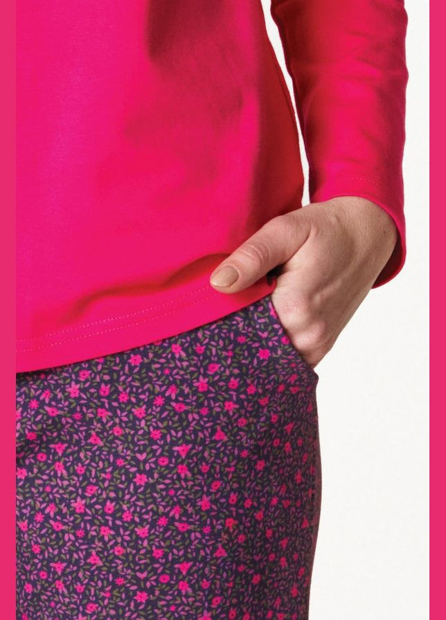 Рожева всесезон бавовняна піжама зі штанами кофта + брюки Key LNS 640 B22 pink