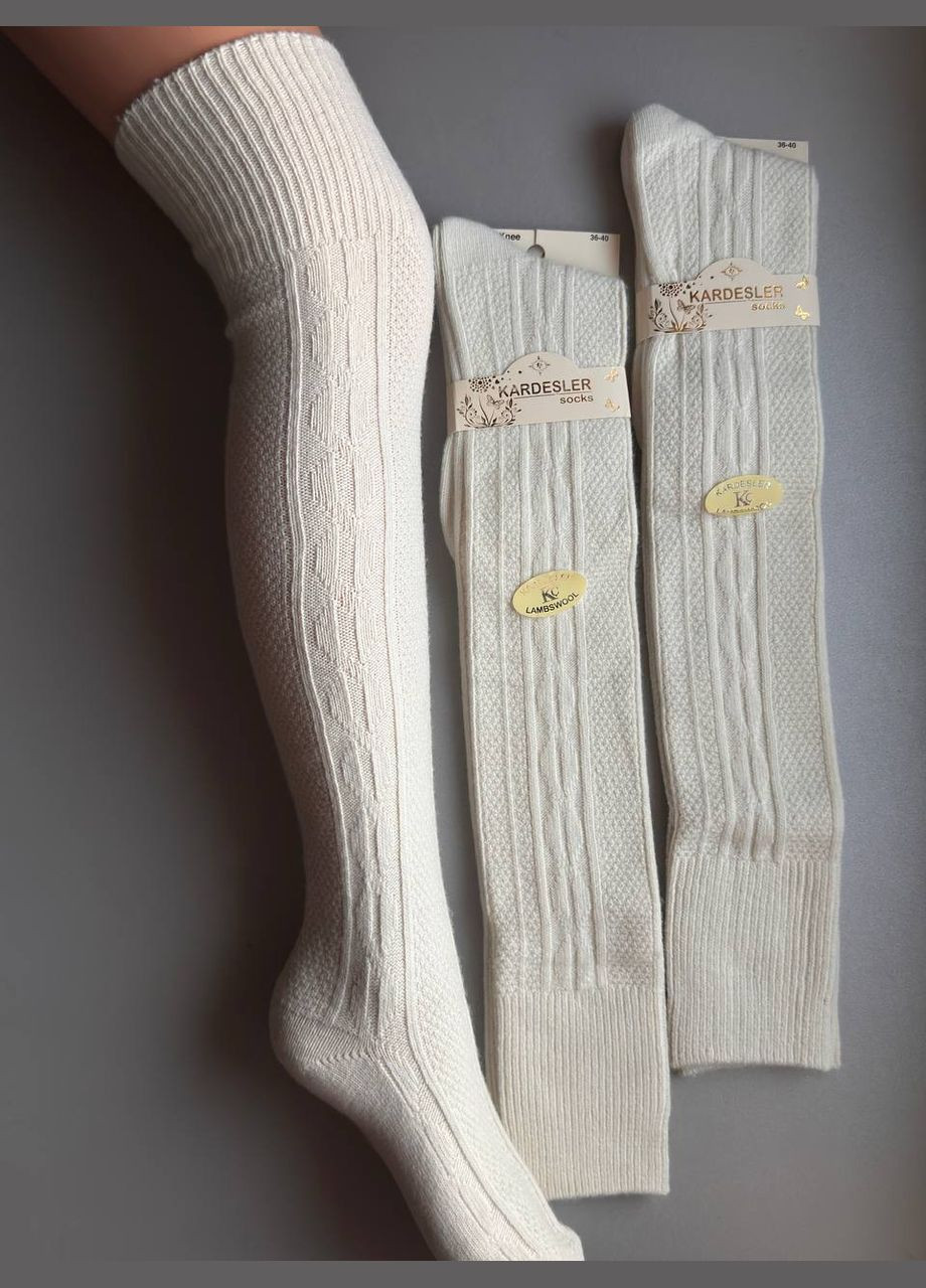 1 пара молочные высокие носки гольфы шерстяные с шикарным узором Kardesler (311947618)