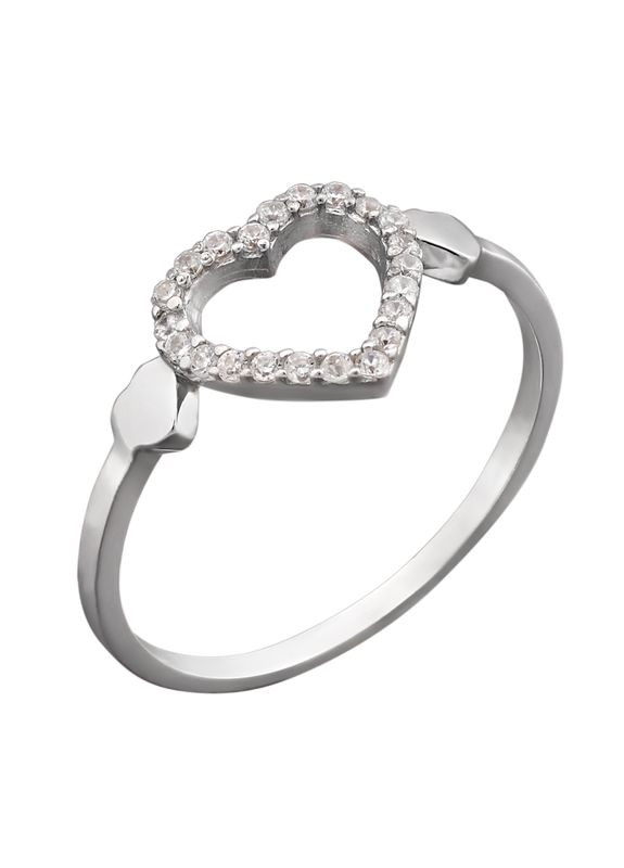 Кільце срібне тематичне Серце з маленькими білими фіанітами 18 No Brand (333705575)