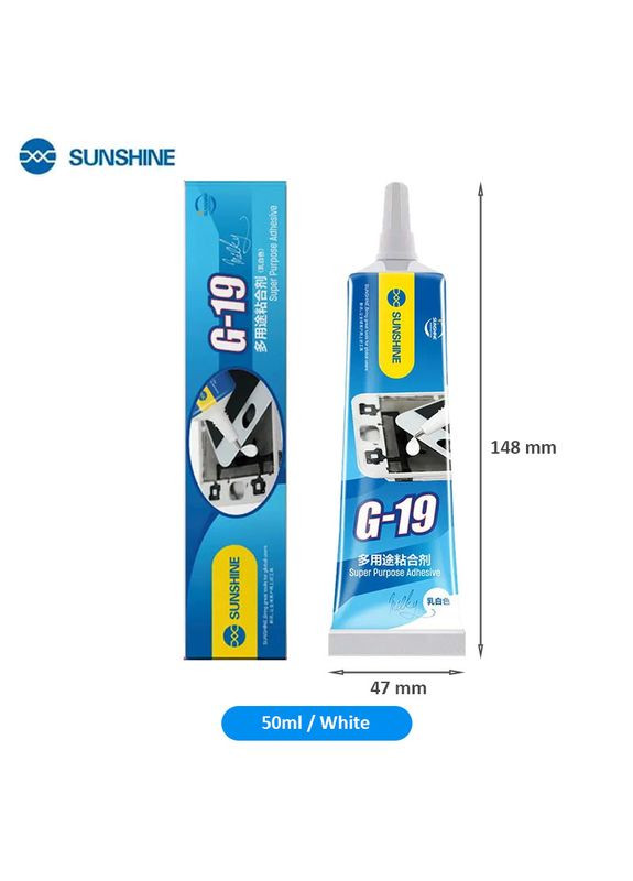 Клей G19 для ремонту дисплея, задньої кришки, з дозатором, білий 50 мл Sunshine (323016841)